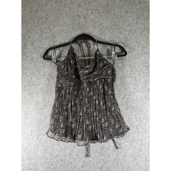 Zara Basic Top Women S Black Halterneck Silk Chiffon‎ Whimsigoth Dark Romantic - Picture 1 of 7